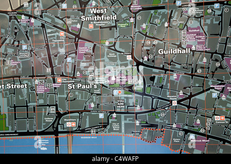 City of London tourist street map central London Stock Photo