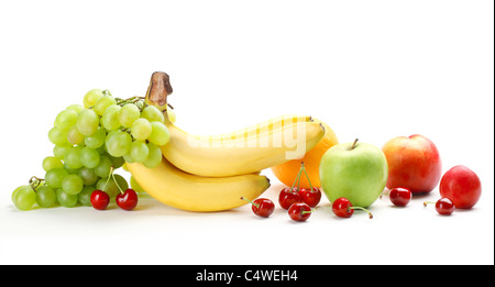 Colorful fruits isolated on white background Stock Photo