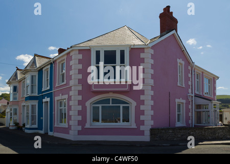 Brightly painted houses in Aberaeron, Ceredigion, West Wales, UK Stock Photo