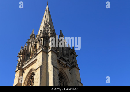 The spire of St Mary's Church in Oxford, England. Stock Photo