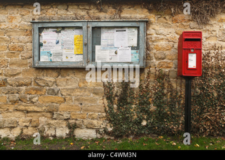 Rural Communications, Village Notice Board, Post Box, Coneysthorpe, North Yorkshire Stock Photo