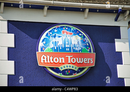 Entrance tower with park logo, Alton Towers Theme Park, Alton ...