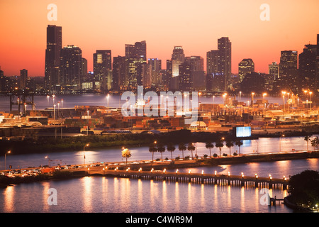 USA,Florida,Miami,Cityscape with coastline Stock Photo