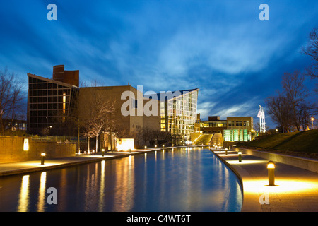 USA,Indiana,Indianapolis,Skyline with Indiana State Museum Stock Photo