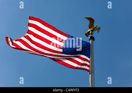 American flag, Henri-Chapelle American Cemetery and Memorial American war cemetery in Henri-Chapelle, Belgium, Europe Stock Photo
