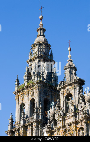 detail of the top of one of the towers, Santiago de Compostela Cathedral, Stock Photo