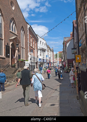 Baxtergate a pedestrianised Shopping street in Whitby Town Centre North Yorkshire England Stock Photo