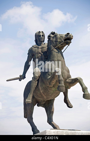 The equestrian statue of Alexander the Great in Thessaloniki, Macedonia, Greece  Stock Photo