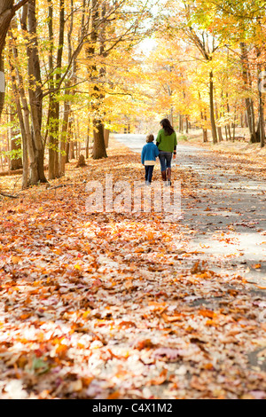 Mother and Son walking Stock Photo