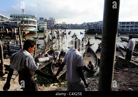 A scene in the Sadarghat port area of Dhaka, Bangladesh Stock Photo