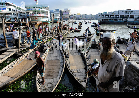 A scene in the Sadarghat port area of Dhaka, Bangladesh Stock Photo