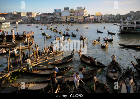 A scene in the Sadarghat port area of Dhaka, Bangladesh Stock Photo