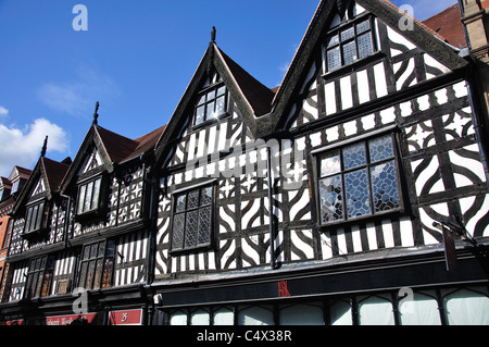 Tudor frontages (Ask restaurant) on High Street, Shrewsbury, Shropshire, England, United Kingdom Stock Photo