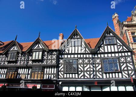 Tudor frontages on High Street, Shrewsbury, Shropshire, England, United Kingdom Stock Photo