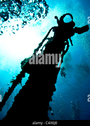 Ship Wreck Dive, Roatan, The Bay Islands, Honduras, Central America Stock Photo