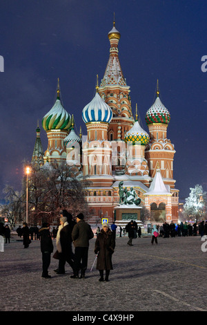 Saint Basil's Cathedral at night, Red square, Moscow, Russia Stock Photo