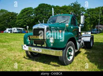 Mack Thermodyne truck on display at Heskin Hall traction engine and vintage vehicle rally. Stock Photo