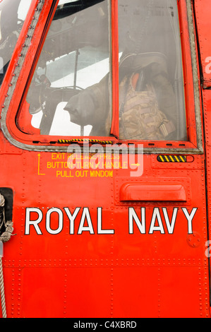 Door of a Royal Navy Sea King rescue helicopter Rescue 177 Stock Photo