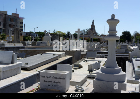 Grave of chess world champion José Raúl Capablanca. Colon Cemetery (Cementerio de Cristóbal Colón), Havana, Cuba Stock Photo