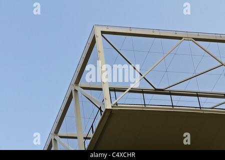 A detail of an overhang terrace on a contemporary office building in Vienna Stock Photo