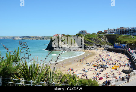 A summers day at Towan beach in Newquay, Cornwall, UK Stock Photo