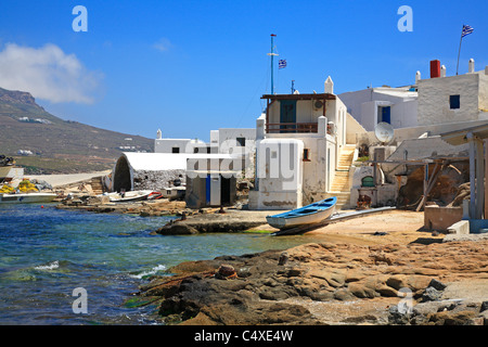 Fishing Village of Agia Anna Kalafatis Cyclades Island of Mykonos Greece EU European Union Europe Stock Photo