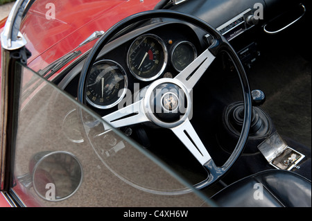 steering wheel and dashboard of old alfa romeo sports car Stock Photo