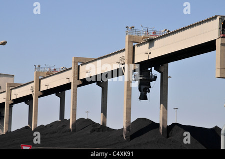 Israel, Hadera, The Orot Rabin coal operated power plant. Coal storage site Stock Photo