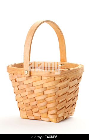 Small wicker basket isolated on white background.. Stock Photo