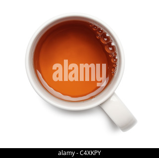 Black tea in white cup,Isolated on white background. Stock Photo