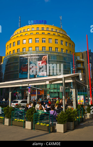 Cafe terrace Mariahilfer Strasse main shopping street Vienna Austria central Europe Stock Photo