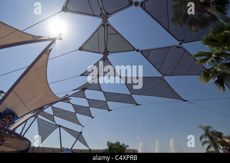 Epcot Center Orlando Florida large solar sun screens in between the pavilions Stock Photo