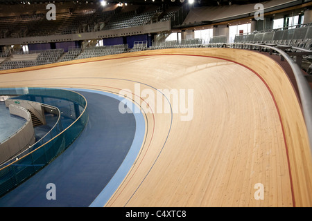 Close up of the cycling track at the London Olympic Velodrome, 2012 Stock Photo