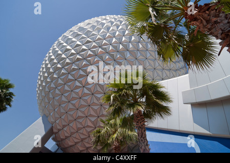 Spaceship Earth geodesic sphere at Epcot Theme Park and Center in Walt Disney World Resort Lake Buena Vista (Orlando), Florida Stock Photo