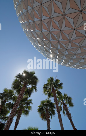 Spaceship Earth geodesic sphere at Epcot Theme Park and Center in Walt Disney World Resort Lake Buena Vista (Orlando), Florida Stock Photo