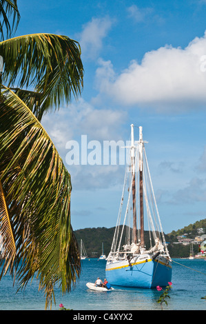 Schooner at Port Elizabeth Bequia, St. Vincent & The Grenadines. Stock Photo