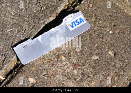 Visa Credit Debit card broken stolen bank account Stock Photo