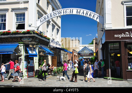 Entrance sign, Greenwich Market, Durnford St, Greenwich, London Borough of Greenwich, Greater London, England, United Kingdom Stock Photo