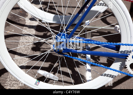 Detail of fixed-wheel bicycle, London Stock Photo