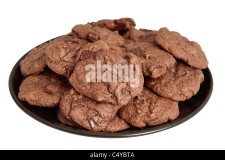 pile of chocolate chip cookies isolated over white Stock Photo