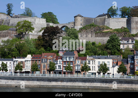 Namur and Meuse river, view up to the citadel, Belgium, Europe