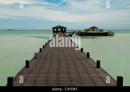 the jetty at the gorgeous Kapalai Water Resort near Sipadan Island, Borneo, Malaysia Stock Photo