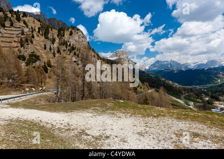 Passo Gardena towards Colfosco, Trentino-Alto Adige, Dolomites, Italy, Europe Stock Photo