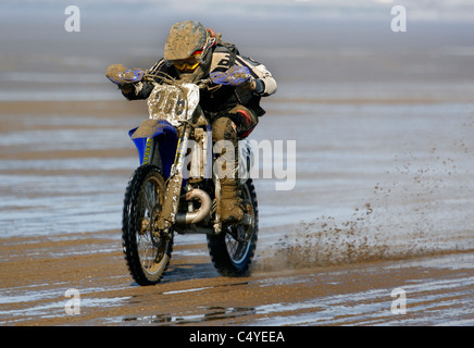 A rider is pictured taking part in the 2008 Weston motorcycle endurance Beach race in Weston-super-Mare, Somerset, England, United Kingdom Stock Photo