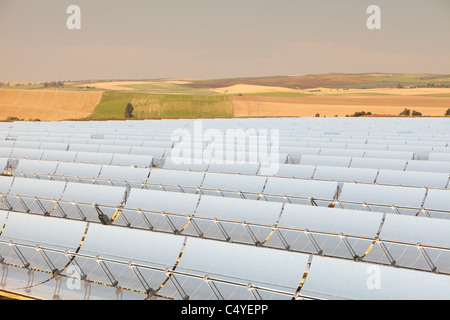 Part of the Solucar solar complex owned by Abengoa energy, in Sanlucar La Mayor, Andalucia, spain. Stock Photo