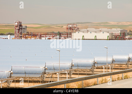 Part of the Solucar solar complex owned by Abengoa energy, in Sanlucar La Mayor, Andalucia, spain. Stock Photo