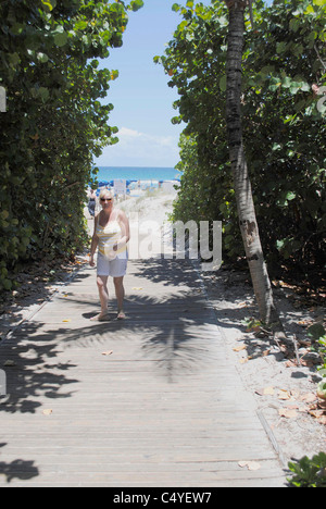 Tourist on Delray Beach in Florida Stock Photo