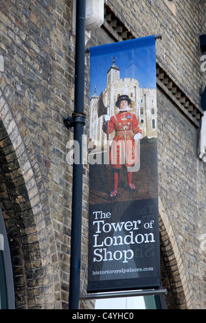 Tower of London Shop Sign in London, England, UK Stock Photo