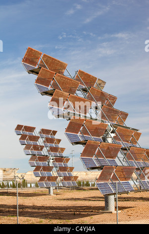 Part of the Solucar solar complex owned by Abengoa energy, in Sanlucar La Mayor, Andalucia, Spain. Stock Photo