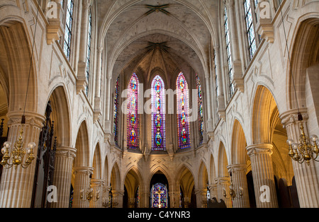 interior of gothic church from Paris -Saint-Germain-l'Auxerrois church Stock Photo